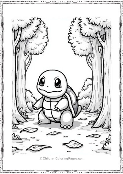 Squirtle In Autumn Forest Free PDF Printable