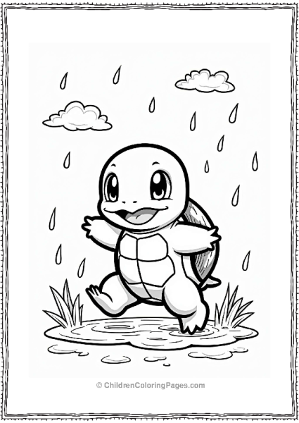 Squirtle Jumping In Spring Raindrops Free PDF Printable