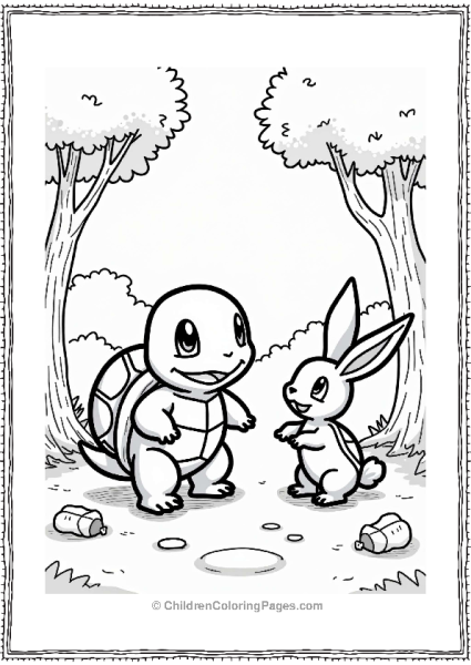 Squirtle Meeting Friends In The Forest Free PDF Printable
