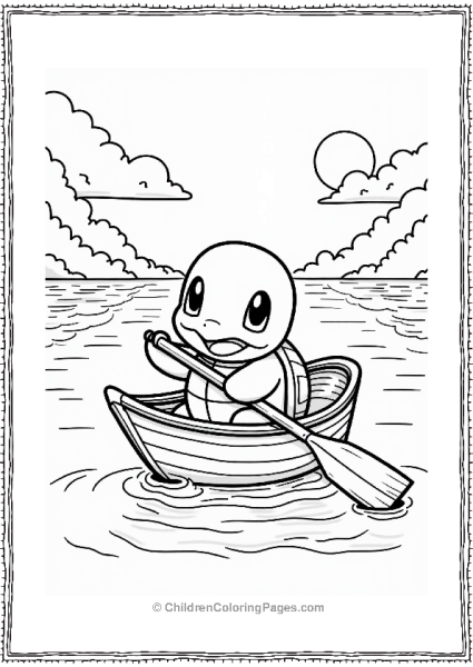 Squirtle Paddling In A Boat Free PDF Printable