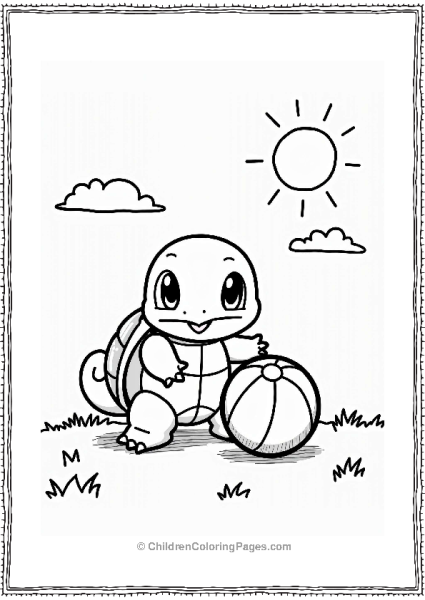 Squirtle Playing With A Beach Ball Free PDF Printable