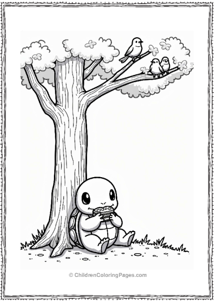 Squirtle Relaxing Under A Tree Free PDF Printable