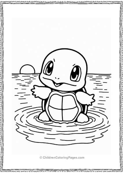 Squirtle Splashing In Sunset Water Free PDF Printable