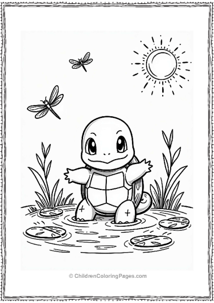 Squirtle Splashing Under The Summer Sun Free PDF Printable