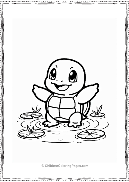 Squirtle Splashing Water In A Serene Pond Free PDF Printable