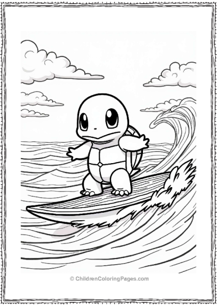 Squirtle Surfing At Sunset Free PDF Printable