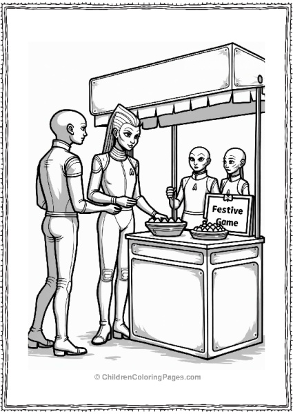 Star Trek Characters At A Festive Booth Free PDF Printable