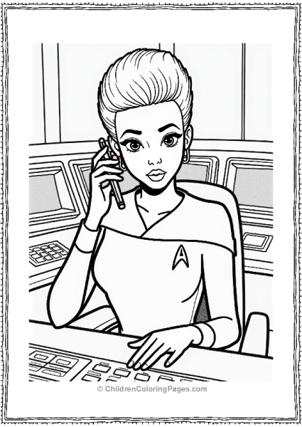 Star Trek Uhura Communicating At Her Station Free PDF Printable