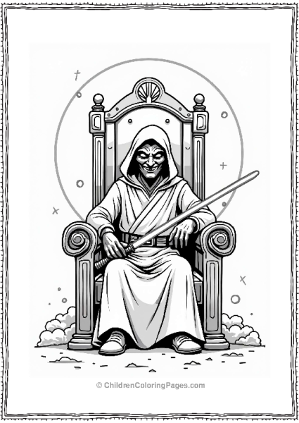 Star Wars Dark Figure On Throne With Lightsaber Free PDF Printable