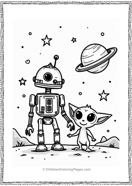 Star Wars Droid And Alien In Night Sky Free PDF Printable