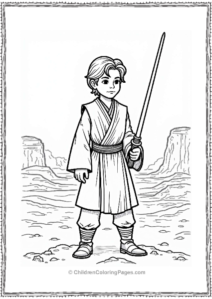 Star Wars Obi Wan Kenobi With Lightsaber In Desert Free PDF Printable