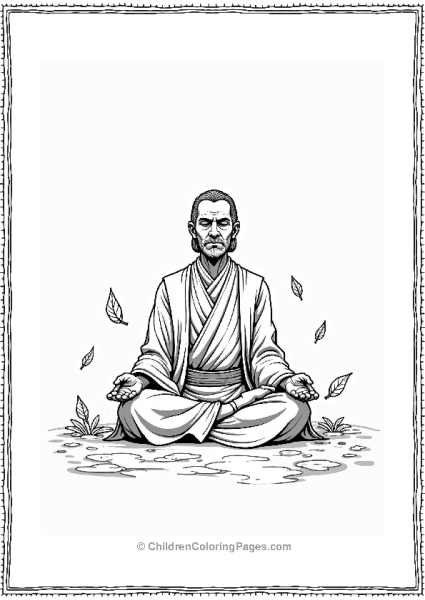 Star Wars Qui Gon Jinn Meditating In Calm Scene Free PDF Printable