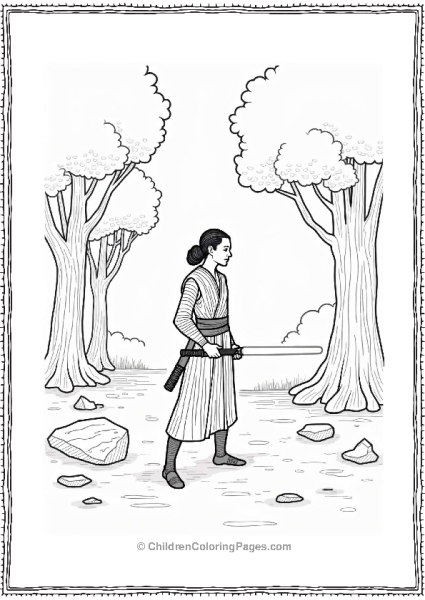 Star Wars Rey Training In A Serene Forest Free PDF Printable