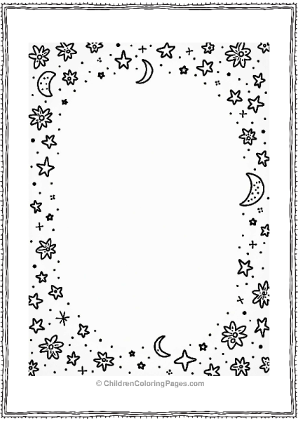 Starry Night Border With Simple Stars And Moons Pattern Free PDF Printable