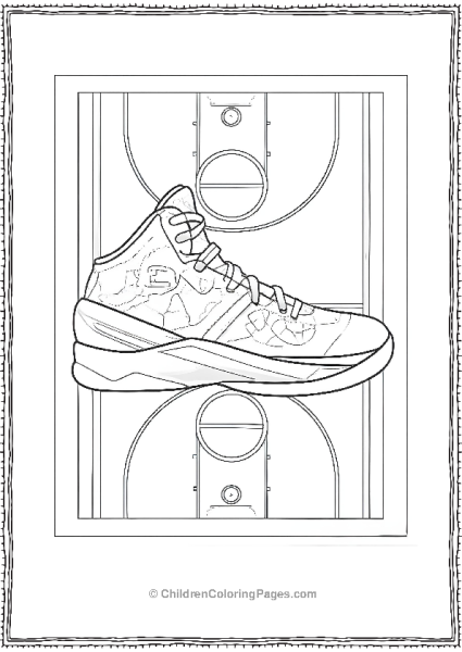 Steph Curry Basketball Shoe On Court Free PDF Printable