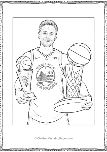 Steph Curry Holding Championship Trophies Free PDF Printable