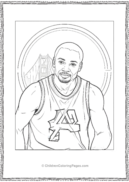 Steph Curry Poses With Golden Gate Bridge Background Free PDF Printable