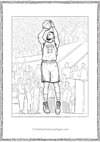 Steph Curry Shooting A Basketball With Crowd Cheering Free PDF Printable