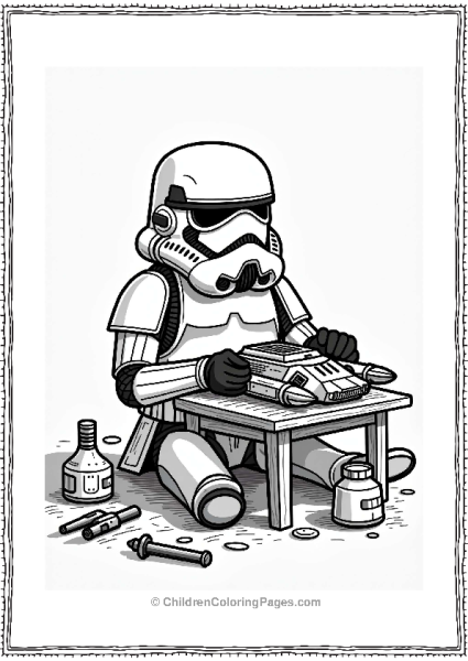 Stormtrooper Assembling A Spaceship Free PDF Printable