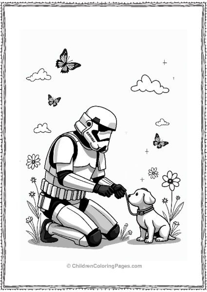 Stormtrooper Assisting A Dog Free PDF Printable