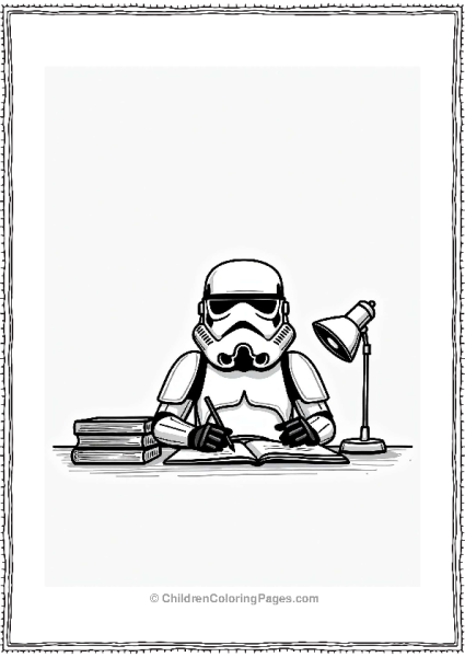 Stormtrooper Assisting With Homework Free PDF Printable