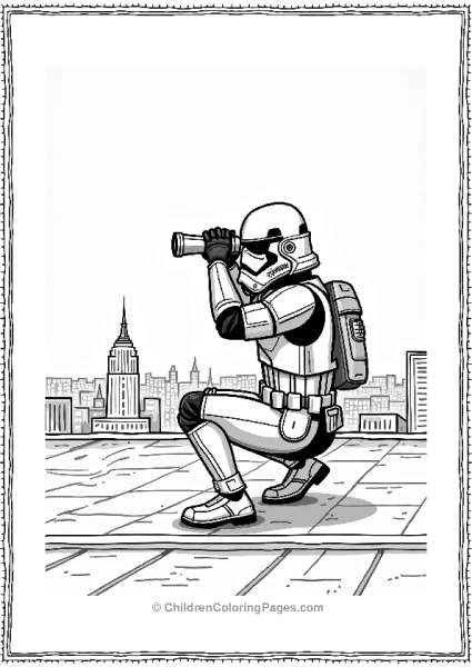 Stormtrooper Crouching On Rooftop Free PDF Printable