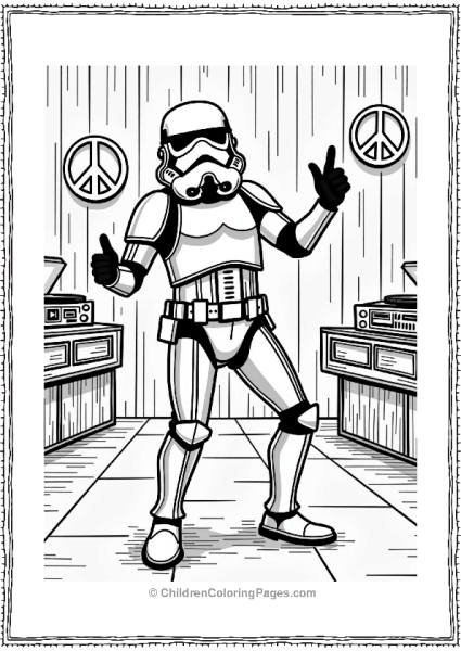 Stormtrooper Dancing At A Retro Party Free PDF Printable