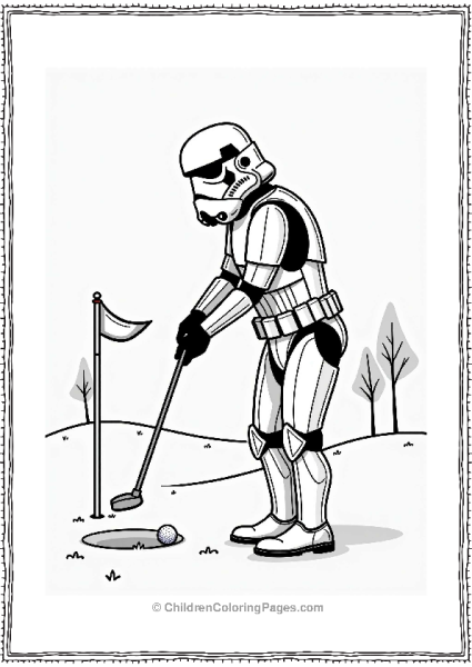 Stormtrooper Golfing On A Green Free PDF Printable