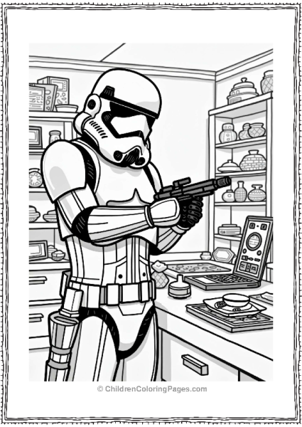 Stormtrooper In A Cozy Workshop Free PDF Printable