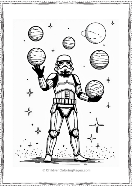 Stormtrooper Juggling Planets At A Cosmic Carnival Free PDF Printable