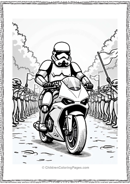 Stormtrooper On A Speeder Bike In A Parade Free PDF Printable