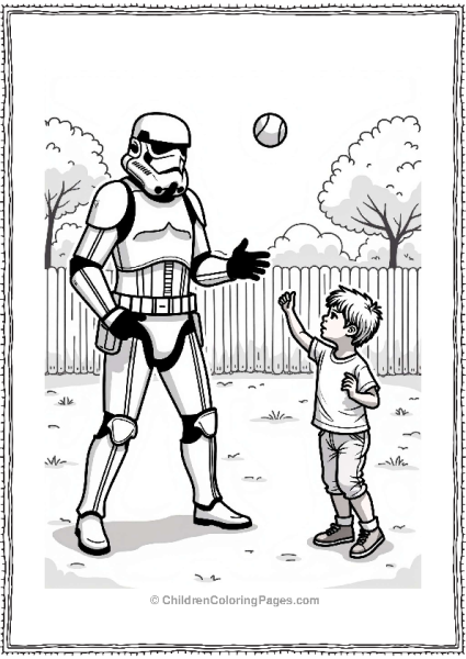 Stormtrooper Playing Catch In The Backyard Free PDF Printable
