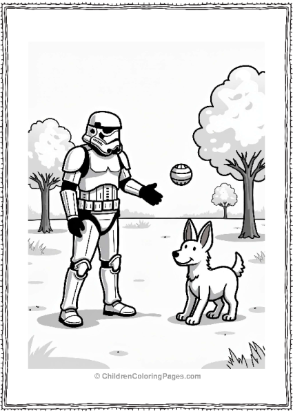 Stormtrooper Playing Fetch With Alien Dog Free PDF Printable
