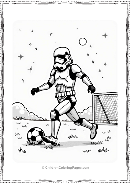 Stormtrooper Playing Soccer Under Stars Free PDF Printable