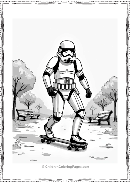Stormtrooper Rollerblading In The Park Free PDF Printable