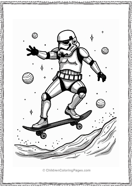 Stormtrooper Skateboarding In Space Free PDF Printable