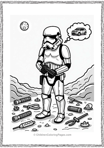 Stormtrooper With Dream Vehicle And Tools Free PDF Printable