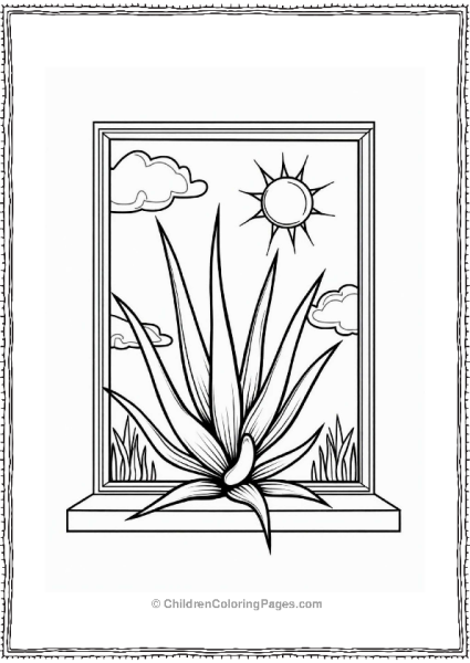 Succulent Aloe Vera Plant On A Sunlit Windowsill Free PDF Printable