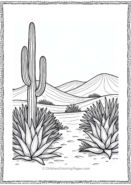 Succulent Desert Oasis Scene Free PDF Printable