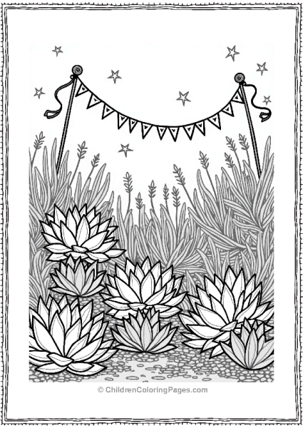 Succulent Garden With Festive Decorations Free PDF Printable