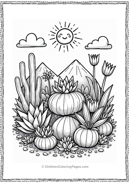 Succulent Garden With Smiling Sun Free PDF Printable