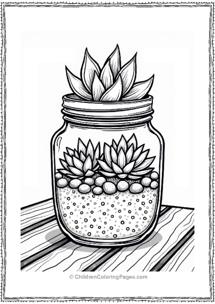 Succulent Jar DIY Coloring Page Free PDF Printable