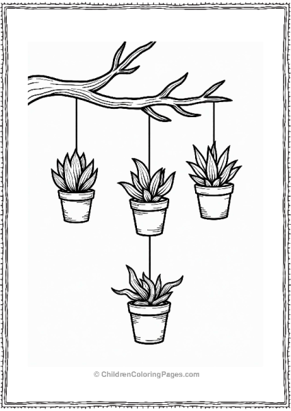 Succulent Mobile Hanging From A Tree Branch Free PDF Printable