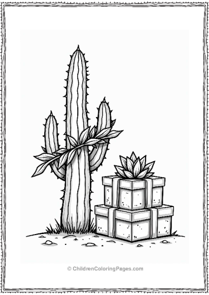 Succulent With Festive Garland And Gifts Free PDF Printable