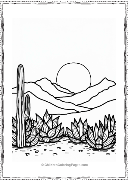 Succulents In A Sunset Landscape Free PDF Printable