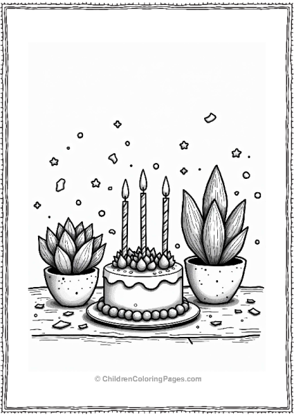 Succulents With Birthday Cake And Confetti Free PDF Printable