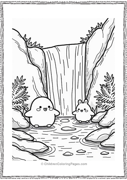 Sumikko Gurashi At The Waterfall Free PDF Printable