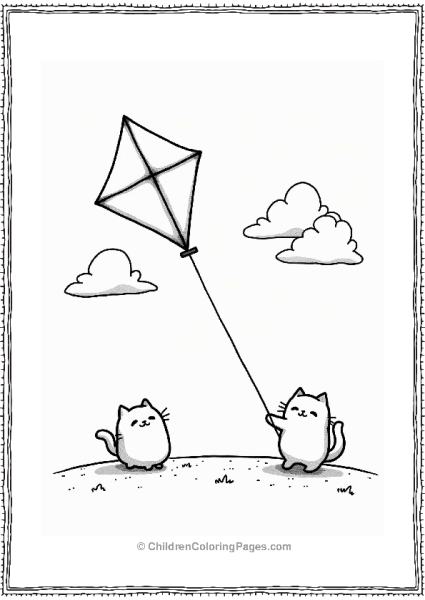 Sumikko Gurashi Neko And Tonkatsu Flying A Kite Free PDF Printable