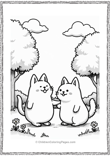 Sumikko Gurashi Neko Meets Dog In Sunny Park Free PDF Printable