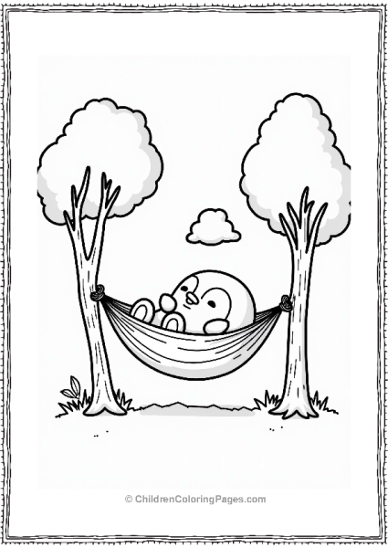Sumikko Gurashi Penguin Relaxing In A Hammock Free PDF Printable